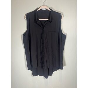 ATHLETA Urbanite Top Women's Plus Size 2X Sleeveless Button Up Tank Black
